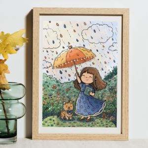 Unwavering Faith Under the Rain Digital Art Print